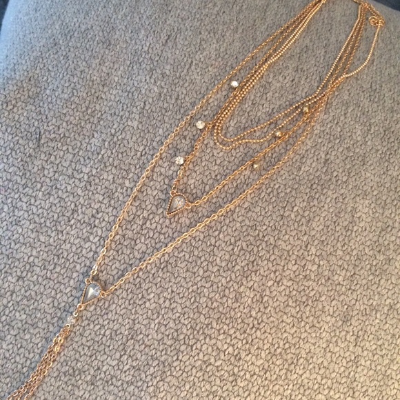Crystal Teardrop Layered Necklace - Picture 3 of 6